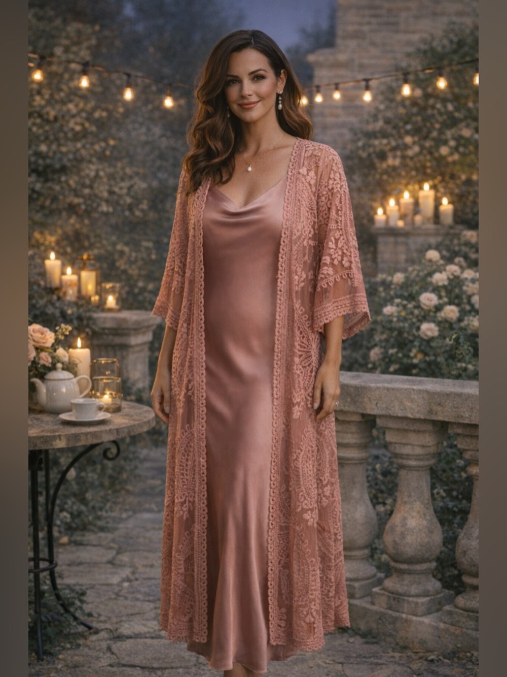 Rose Open Front Lace Casual Boho Indie Fairy Cardigan - L/XL